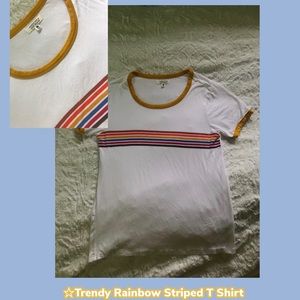 Trendy Rainbow Striped T Shirt